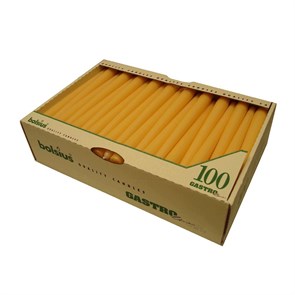 Свечи Bolsius конические желтые, 24 см, d 2,3 см, парафин 100%, 100 шт 8097