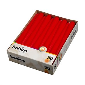 Свечи Bolsius конические красные, 24,5 см, d 24 см, парафин 100%, 30 шт 8108