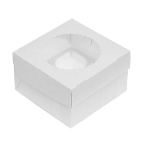 Короб картонный под 4 капкейка, 10*16*16 см, 100 шт/уп 9583