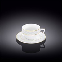 Чашка для капучино и блюдце с золотыми линиями 170 мл WL-880102402/AB 67567