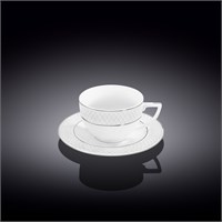 Чашка для капучино и блюдце с платиновыми линиями 170 мл WL-880103402/AB 67568