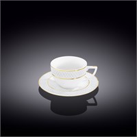 Чашка кофейная и блюдце с золотыми линиями 90 мл WL-880102400/AB 67569