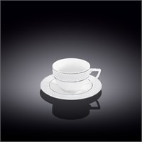 Чашка кофейная и блюдце с платиновыми линиями 90 мл WL-880103400/AB 67570