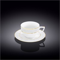 Чашка чайная и блюдце с золотыми линиями 240 мл WL-880102404/AB 67571