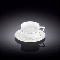 Чашка чайная и блюдце с платиновыми линиями 240 мл WL-880103404/AB 67572
