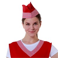 Пилотка продавца красная с клеткой 71813