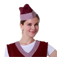 Пилотка продавца бордовая с клеткой 76360