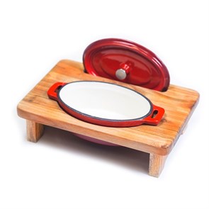 Подставка из бука для чугунной кастрюли "Овал" 30*22 см, P.L. Proff Cuisine 11656