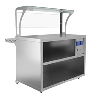 Прилавок нейтральный с верхней полкой и розетками Luxstahl ПНП (С) -1200 Premium (нерж.) 90987