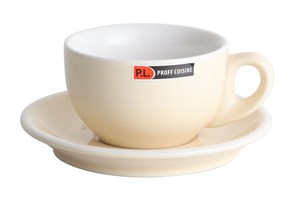 Чашка с блюдцем Barista (Бариста) 280 мл, бежевая, P.L. Proff Cuisine 16165