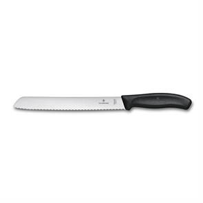 Нож  для хлеба 21 см волнистое лезвие Victorinox чёрный, в блистере 16944
