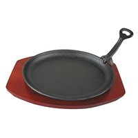 Сковорода овальная на деревянной подставке, 24*18 см, чугун, бордовый цвет, P.L. Proff Cuisine 92001244