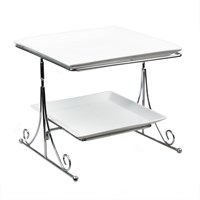 Стойка двухъярусная + 2 фарфоровых блюда (26*26 см, 22*22 см), h 25 см, P.L. Proff Cuisine 81223500