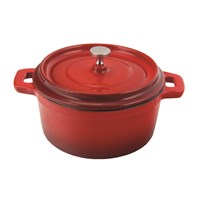 Кастрюля красная эмалированная порционная круглая, 12 см, 450 мл, 12 см, чугун, P.L. Proff Cuisine 81200105