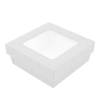 Ланч-бокс с крышкой с окном бумажный 500 мл,белый 12*12*5 см,(1упаковка= 25 шт) GP 81212418