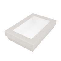 Ланч-бокс с крышкой с окном бумажный 1300 мл,белый 21*14*5 см,(1упаковка= 50 шт), GP 81212421