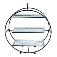 Сет из трех стеклянных блюд для выкладки на металлическом основании 33*11*36 см  P.L. 81221736