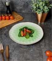 Тарелка круглая d=27 см,фарфор,зеленый цвет 