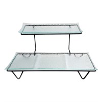 Сет из двух стеклянных блюд для выкладки на металлическом основании 39*22*20см  P.L. 81221735