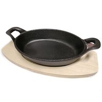 Сковорода порционная овальная с ручками, 21*16 см, чугун + подставка из фанеры, P.L. Proff Cuisine 81200020