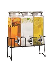 Набор диспенсеров д/напитков(лимонадник),стеклянные с краном на мет.подставке,3*2,5 литра,  P.L. 81222709