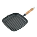 Сковородка чугунная,гриль 22 cм,деревянная ручка P.L.-ProffCuisine 32662 - фото 10795